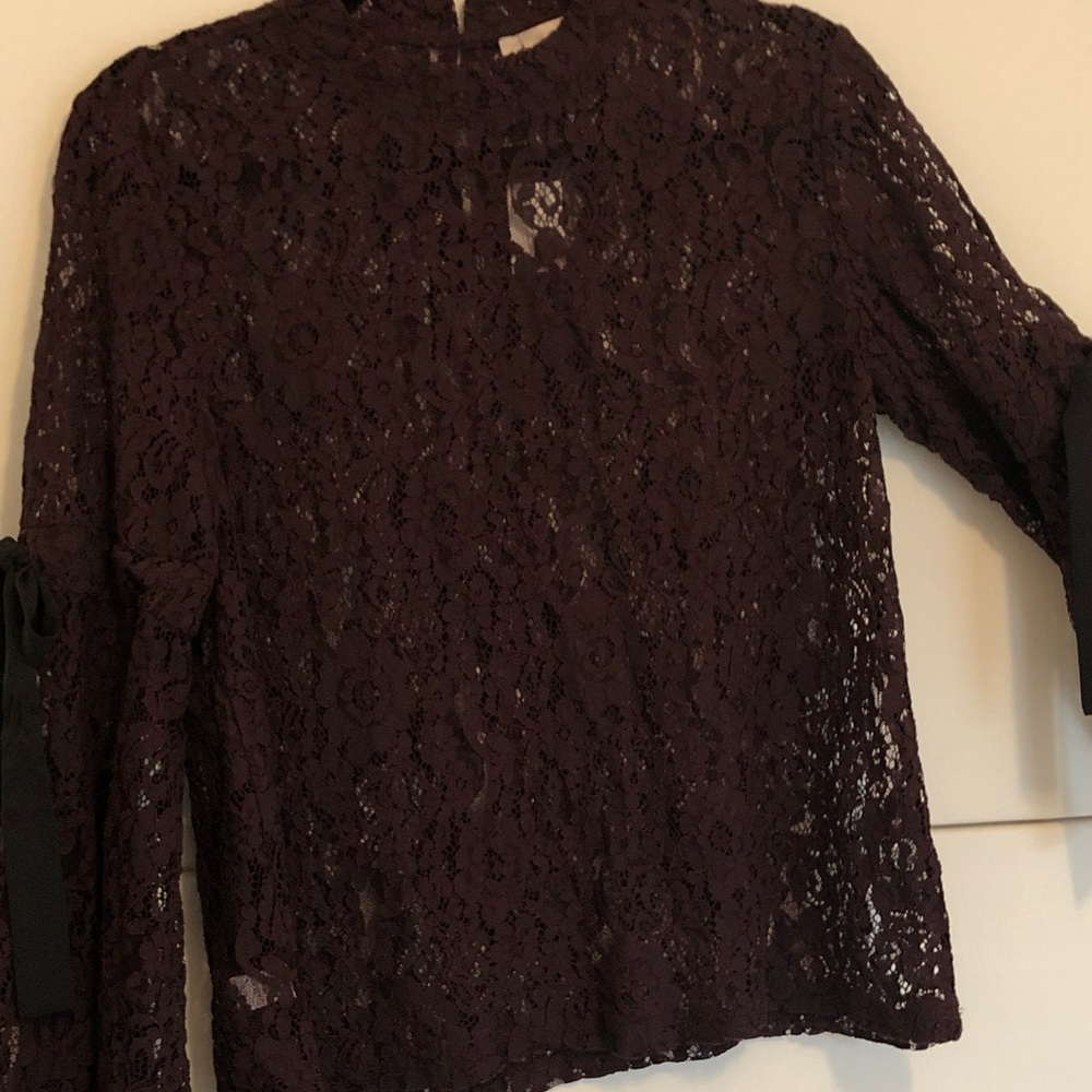 11. LOFT Long Bell Sleeve, Lace Blouse - Picture 6 of 10